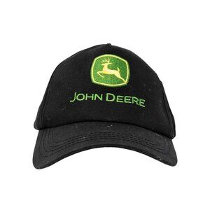 John Deere Black Snapback Hat Adjustable Embroidered Logo Cotton Adult